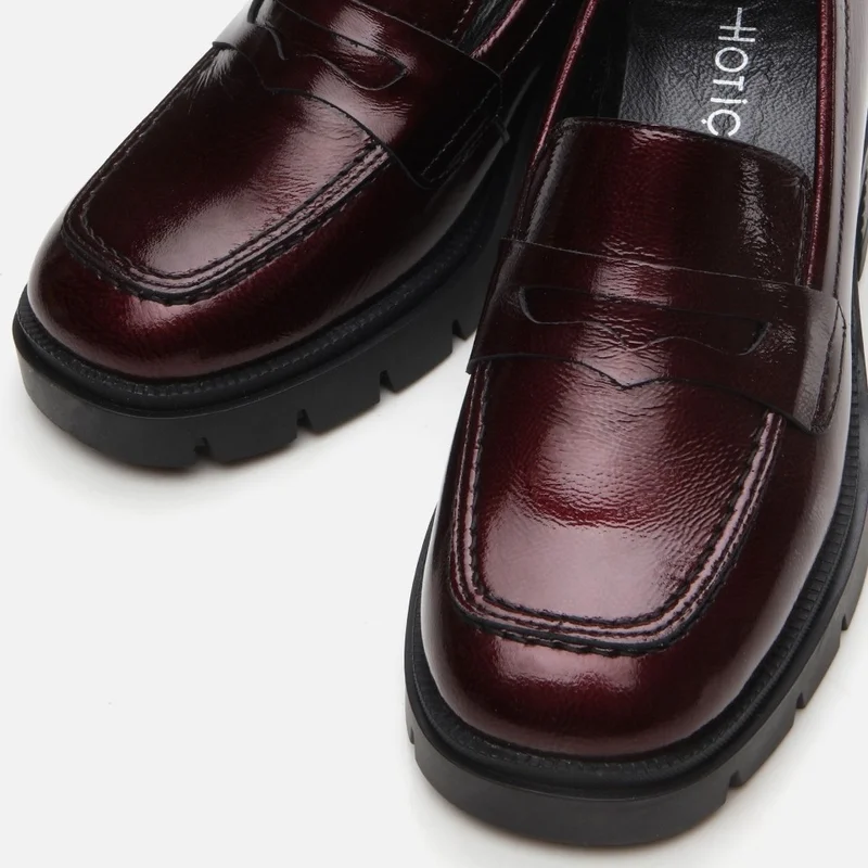 Hotiç 01AYH294730A780 GENUINE Leather Claret Red Women's Loafer