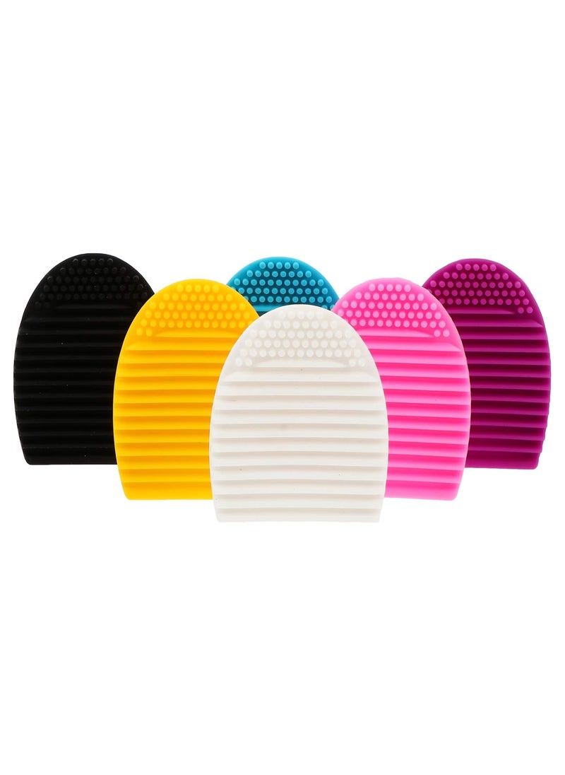 Beaupretty - Beaupretty 6pcs Makeup Brush Cleaner Silicone Cosmetic Cleaning Scrubber Egg Shape Mat Finger Glove Cleaning Pad - Image 1