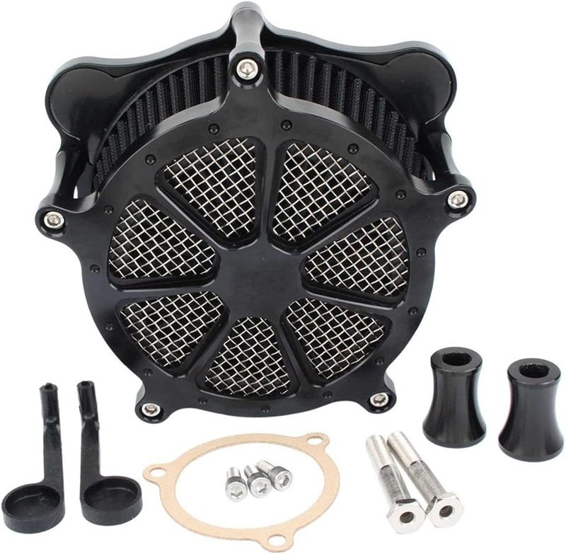 DEMULAX Black Contrast Cut Motorcycle Air Cleaner Filter - Image 1