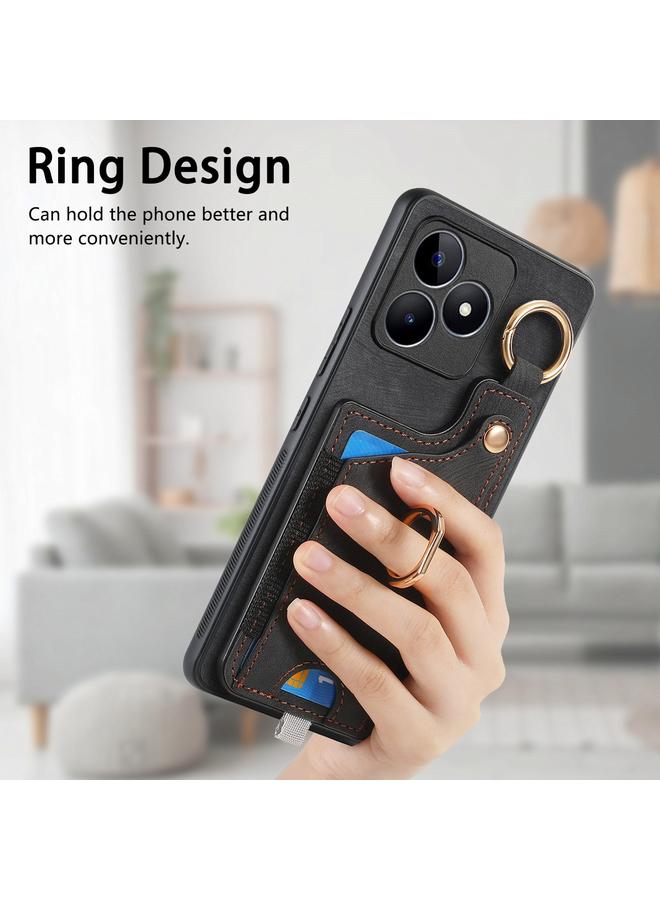 اس-توب جراب هاتف Realme C31 بتصميم كلاسيكي مع حلقة تعليق وحقيبة بطاقات - Image 5