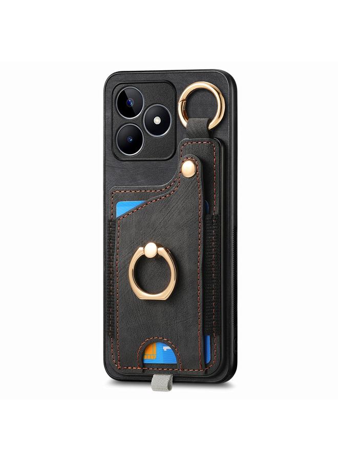اس-توب جراب هاتف Realme C31 بتصميم كلاسيكي مع حلقة تعليق وحقيبة بطاقات - Image 2
