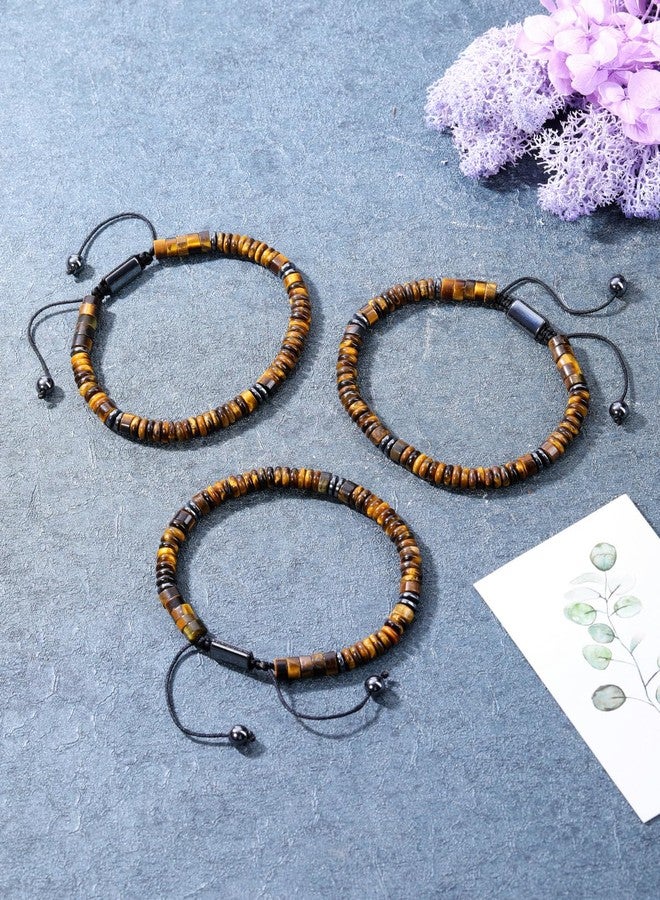 Jovivi 2pcs Healing Crystal Bracelet for Men Hematite Black Obsidian Tiger Eye Gemstone Beaded Bracelets Adjustable Triple Protection Natural Stone Beads Bracelet for Men Women Anxiety Relief - Image 4