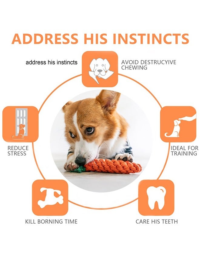 3 PCS Puppy Rope Toys Dog Toys Puppy Dog Chew Toys Teething Training Small Dog Rope Toys Indestructible Dog Tug Rope Natural Cotton Rope for Small Medium Dogs（color Random&style Random） - Image 5