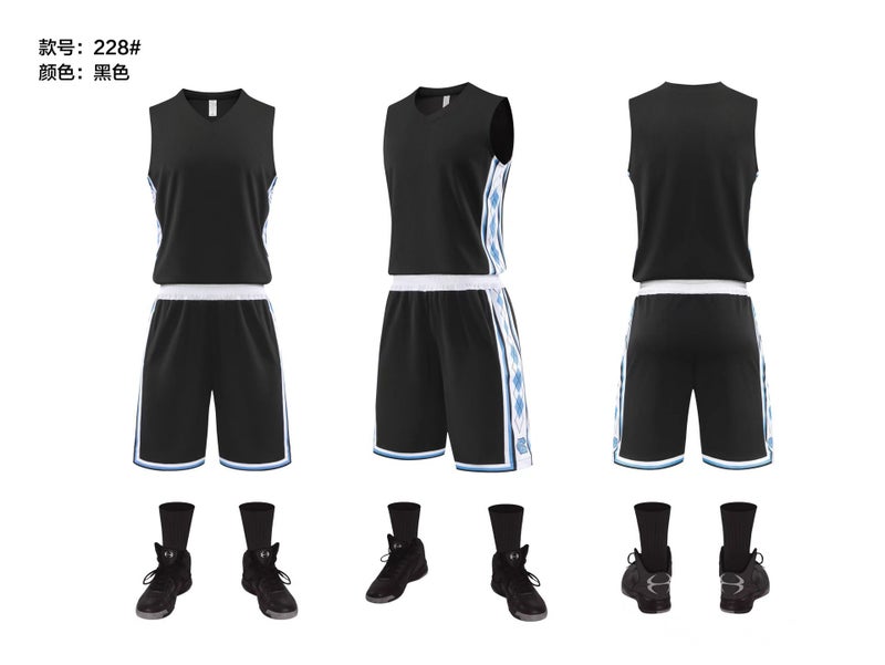 Generic 2022 North Carolina Kids Adult Basketball Uniform Set Black