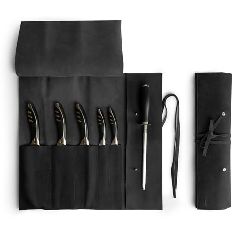 Hide & Drink Rustic Leather Knife Roll Case, Durable Chef Knife Bag for Professional Chefs, Knife Roll Bag, Portable Carrying Case for Knives and Tools, Ideal for Culinary Travel, Knife Bags for Chefs Professional - Image 1