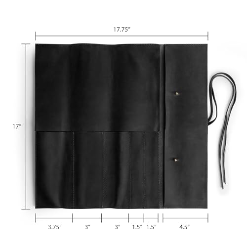 Hide & Drink Rustic Leather Knife Roll Case, Durable Chef Knife Bag for Professional Chefs, Knife Roll Bag, Portable Carrying Case for Knives and Tools, Ideal for Culinary Travel, Knife Bags for Chefs Professional - Image 5