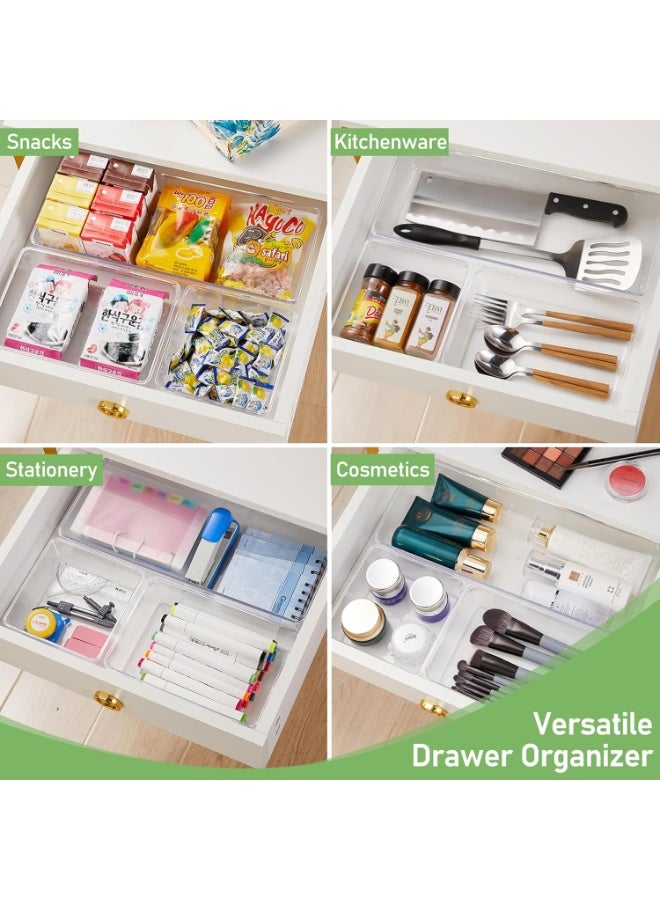 4 قطع من علب تنظيم الثلاجه البلاستيكية الشفافة من الاكريليك ، صناديق تنظيم ادراج المكتب لمستحضرات التجميل والمكياج والمطبخ والمكتب - Image 2