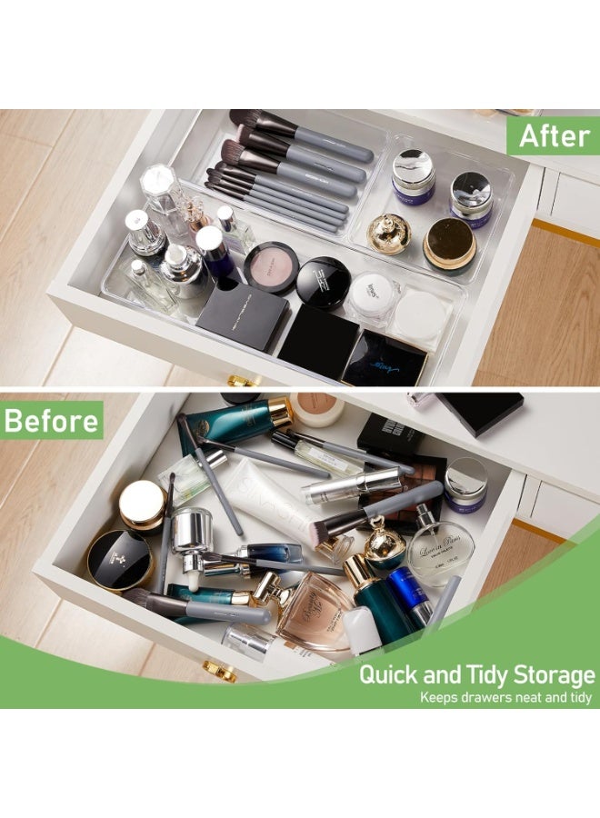 4 قطع من علب تنظيم الثلاجه البلاستيكية الشفافة من الاكريليك ، صناديق تنظيم ادراج المكتب لمستحضرات التجميل والمكياج والمطبخ والمكتب - Image 4