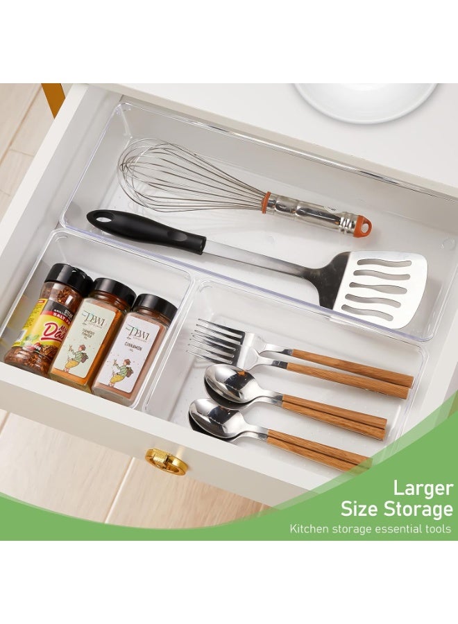 4 قطع من علب تنظيم الثلاجه البلاستيكية الشفافة من الاكريليك ، صناديق تنظيم ادراج المكتب لمستحضرات التجميل والمكياج والمطبخ والمكتب - Image 3