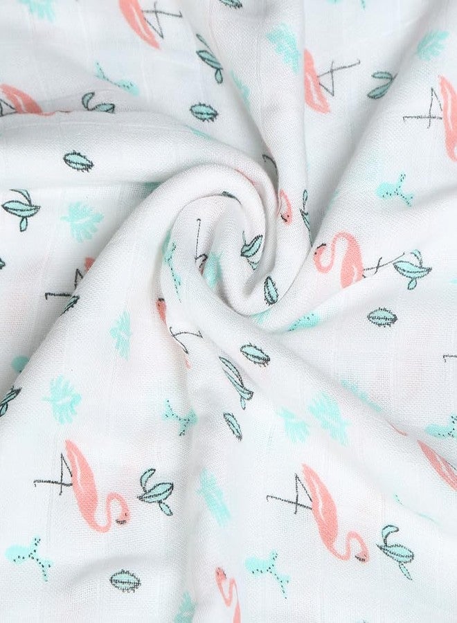 Coocuddle Bamboo Muslin Swaddle: Flamingo and Cartoon - Set of Two, Organic Cotton, Soft & Breathable, Ideal for Newborns, Perfect for Swaddling, Daily Use & Baby Sleep - Image 2