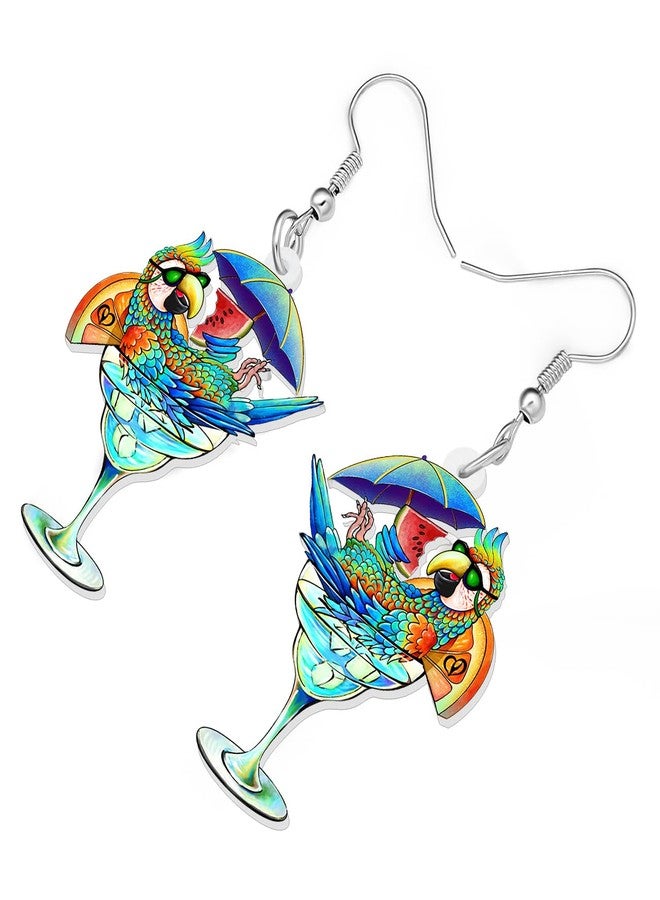 DUOWEI Cute Acrylic Parrot Earrings Macaws Dangle Jewelry for Women Summer Spring Vacation Gifts (Hawaii H) - Image 3