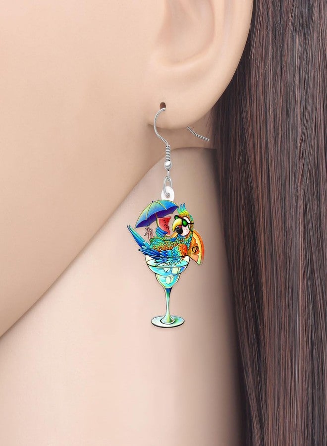 DUOWEI Cute Acrylic Parrot Earrings Macaws Dangle Jewelry for Women Summer Spring Vacation Gifts (Hawaii H) - Image 2