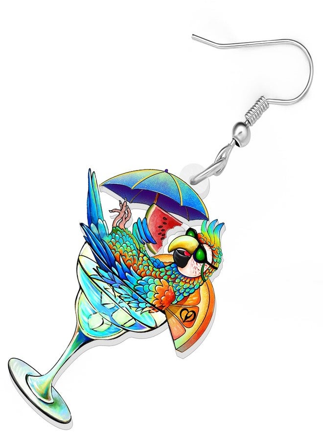 DUOWEI Cute Acrylic Parrot Earrings Macaws Dangle Jewelry for Women Summer Spring Vacation Gifts (Hawaii H) - Image 4