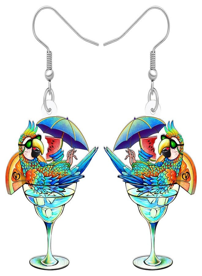DUOWEI Cute Acrylic Parrot Earrings Macaws Dangle Jewelry for Women Summer Spring Vacation Gifts (Hawaii H) - Image 1