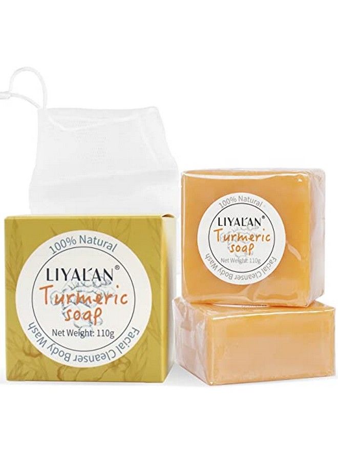 LIYALAN Turmeric Soap Bar(388 oz / 2 Bars) for Face & BodyTurmeric SoapAcne Dark Spots Hyperpigmentation Smooth SkinCleansing Natural Handmade Soap… - Image 1