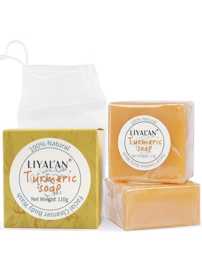 LIYALAN Turmeric Soap Bar(388 oz / 2 Bars) for Face & BodyTurmeric SoapAcne Dark Spots Hyperpigmentation Smooth SkinCleansing Natural Handmade Soap… - Image 2