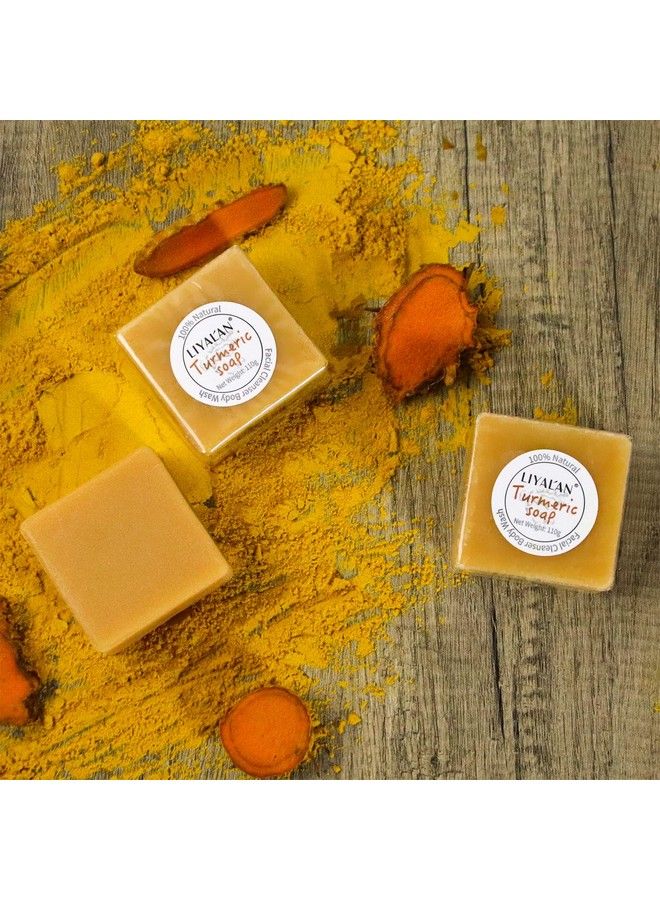 LIYALAN Turmeric Soap Bar(388 oz / 2 Bars) for Face & BodyTurmeric SoapAcne Dark Spots Hyperpigmentation Smooth SkinCleansing Natural Handmade Soap… - Image 3