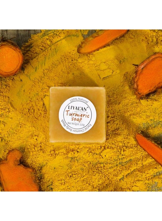 LIYALAN Turmeric Soap Bar(388 oz / 2 Bars) for Face & BodyTurmeric SoapAcne Dark Spots Hyperpigmentation Smooth SkinCleansing Natural Handmade Soap… - Image 4