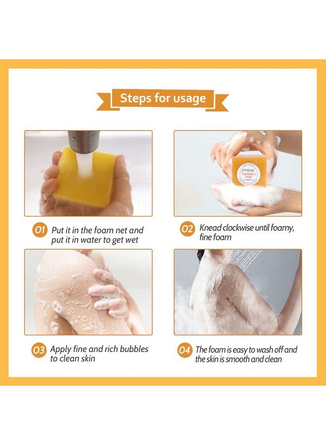 LIYALAN Turmeric Soap Bar(388 oz / 2 Bars) for Face & BodyTurmeric SoapAcne Dark Spots Hyperpigmentation Smooth SkinCleansing Natural Handmade Soap… - Image 5
