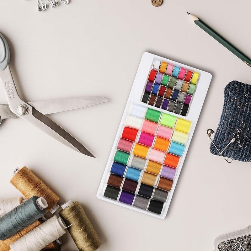 60 قطعة مجموعة خيوط تطريز متعددة الألوان بكرة خياطة محمولة للحرف اليدوية - Image 4
