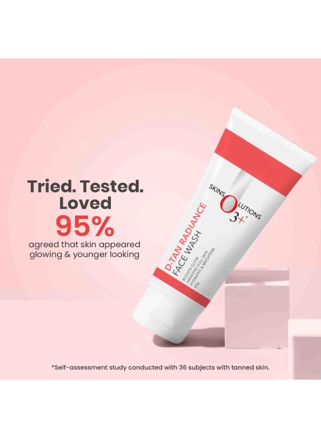 O3+ غسول الوجه O3+ D-Tan Radiance مع فيتامين C لبشرة متألقة وتنظيف عميق وتوحيد لون البشرة 60 جرام | غسول الوجه لإزالة السمرة (عبوة من 2) - Image 3