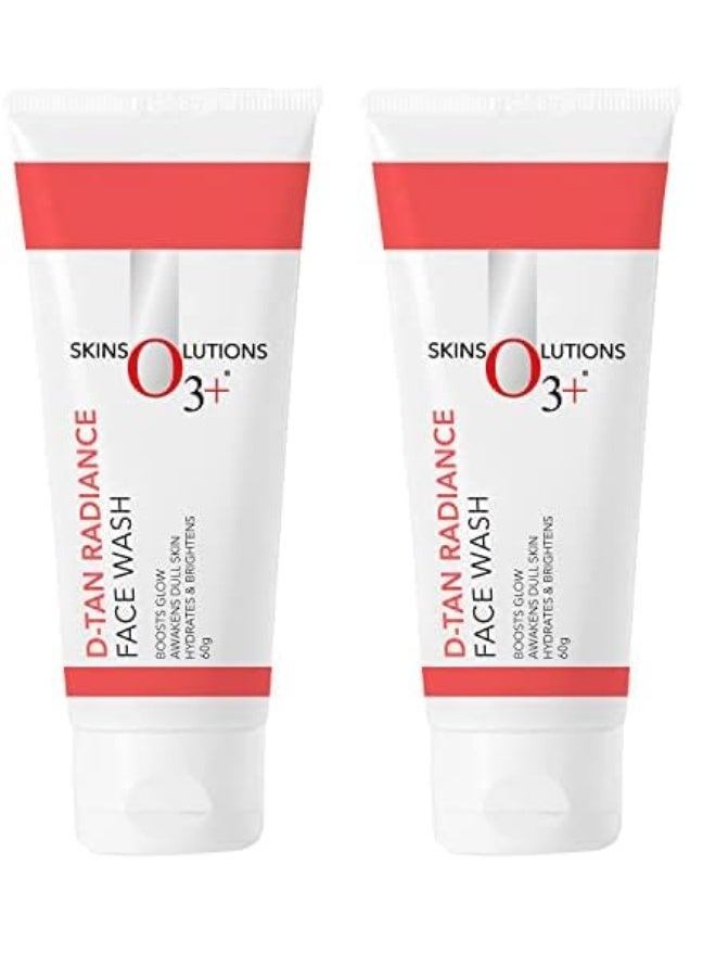 O3+ غسول الوجه O3+ D-Tan Radiance مع فيتامين C لبشرة متألقة وتنظيف عميق وتوحيد لون البشرة 60 جرام | غسول الوجه لإزالة السمرة (عبوة من 2) - Image 1