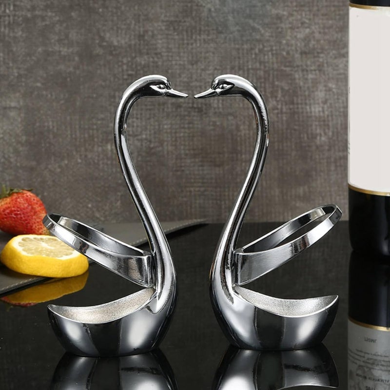 Swan Fork Spoon Holder, 70x155mm/2.76x6.10in Cutlery Organizer Zinc Alloy Household Tableware Storage Racks for Restaurant Hotel - Image 2