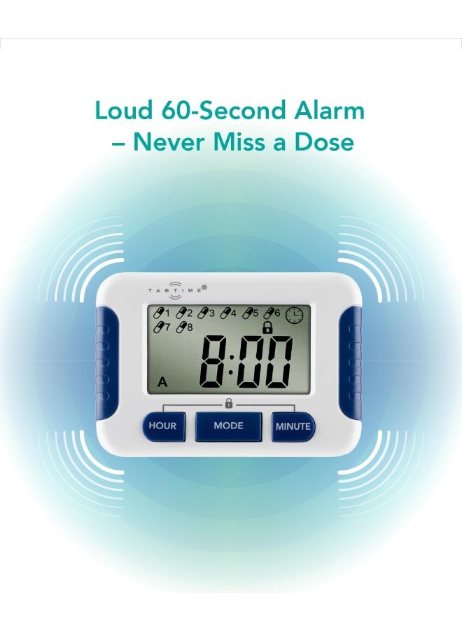 TabTime Pill Reminder with 8 Alarms per Day Pill Tracker Pill Timer Medication Reminder Devices Medication Tracker Essential Parkinsons Patient Gadget - Image 3