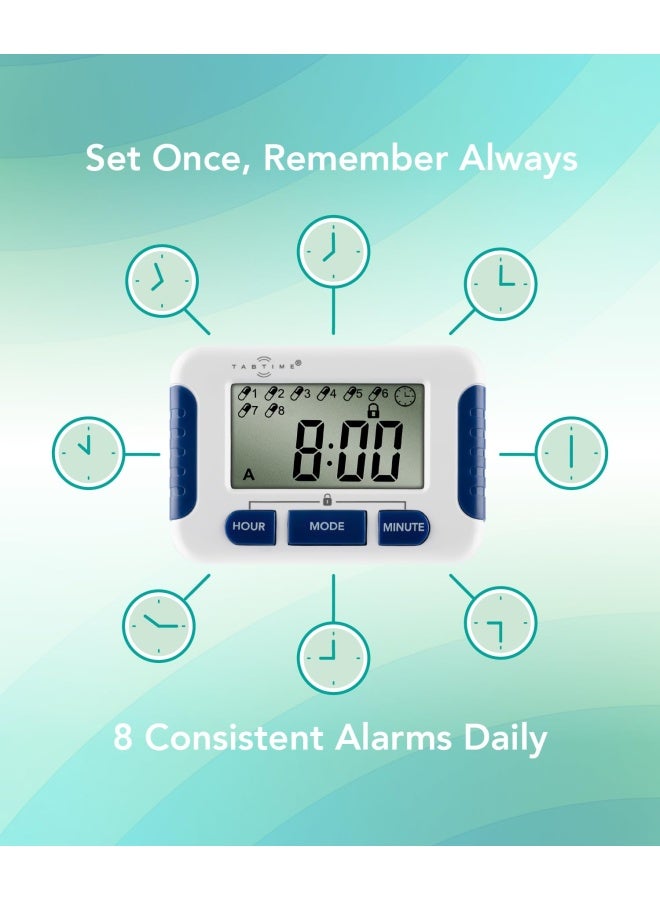 TabTime Pill Reminder with 8 Alarms per Day Pill Tracker Pill Timer Medication Reminder Devices Medication Tracker Essential Parkinsons Patient Gadget - Image 2