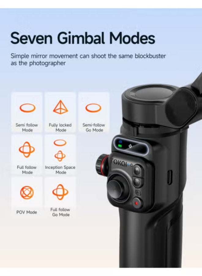 TOKQI M05 3-Axis Phone Gimbal Stabilizer with AI Face Tracking and Wireless Remote for Smooth Smartphone Video Recording, Vlogging, Photography, Live Streaming and Content Creation - Image 2