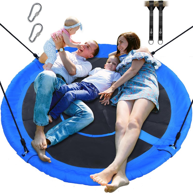 Trekassy 60" Large Saucer Tree Swing for Kids Adults 900D Oxford Waterproof with 2pcs Hanging Straps - Image 1