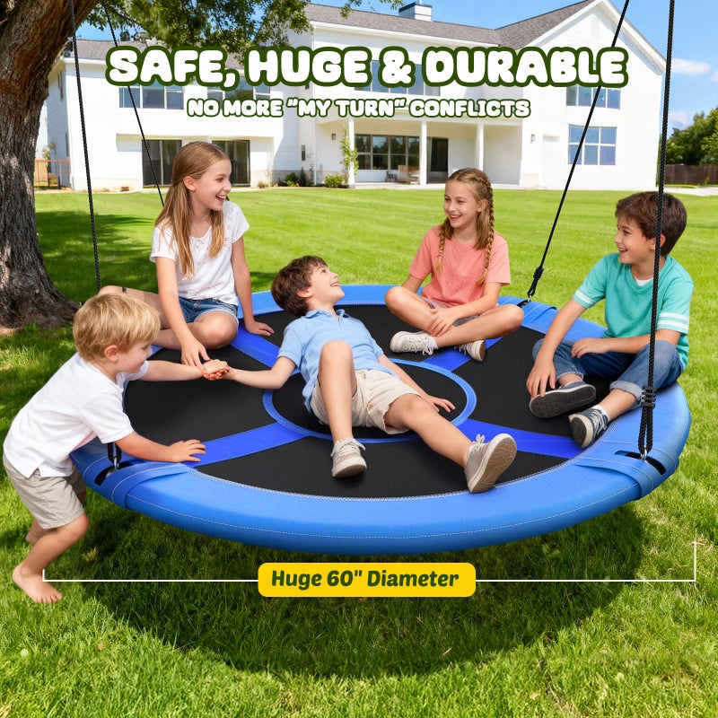 Trekassy 60" Large Saucer Tree Swing for Kids Adults 900D Oxford Waterproof with 2pcs Hanging Straps - Image 2