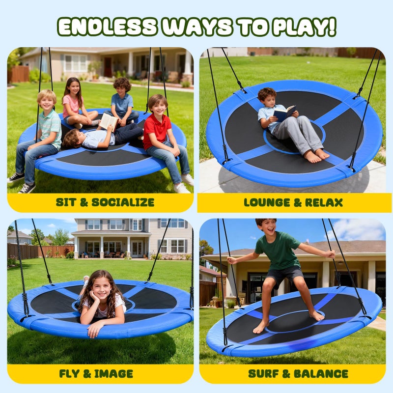 Trekassy 60" Large Saucer Tree Swing for Kids Adults 900D Oxford Waterproof with 2pcs Hanging Straps - Image 4
