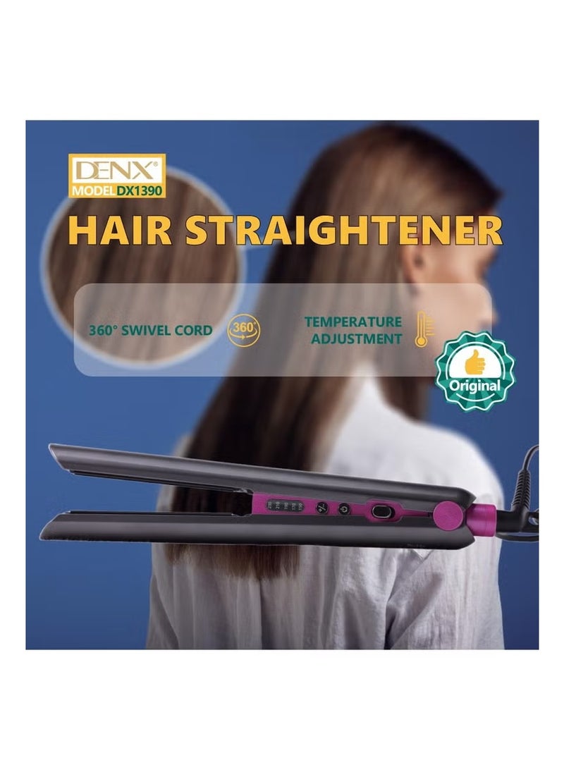 Denx Professional Hair Straightener with Fast Heat, Ceramic & Tourmaline Plates, Adjustable Temperature for Smooth, Frizz-Free Styling, Salon-Quality Shine for All Hair Types - Image 4