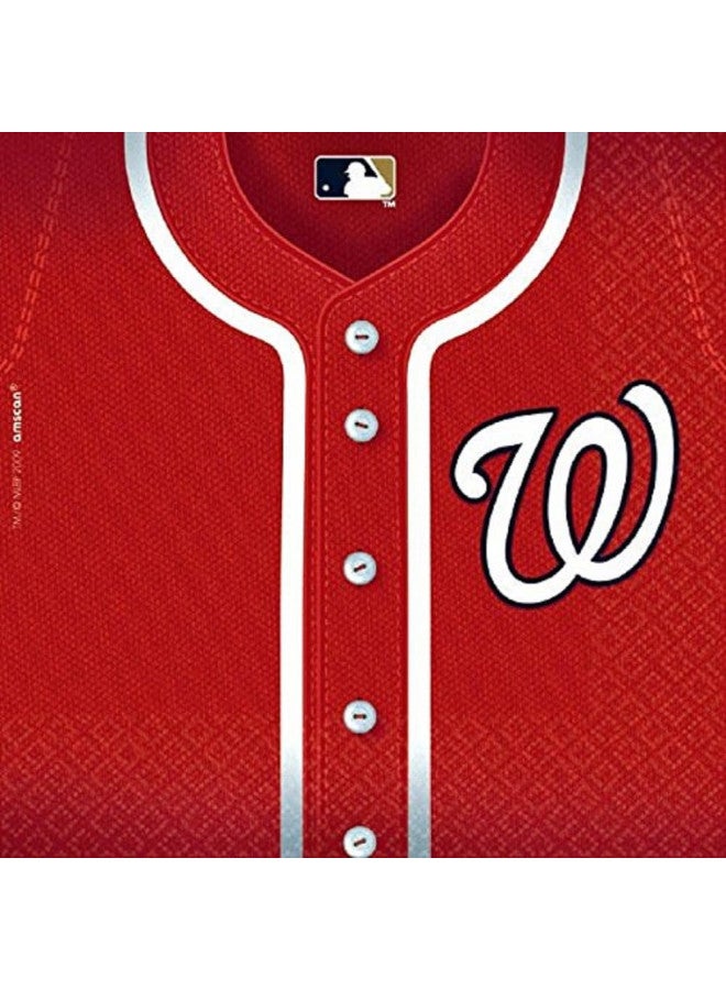 Amscan Bold Red & White Washington Nationals Luncheon Paper Napkins - 6.5" x 6.5" (Pack of 36) - Perfect for Baseball Themed Parties, Tailgates & Celebrations - Image 2