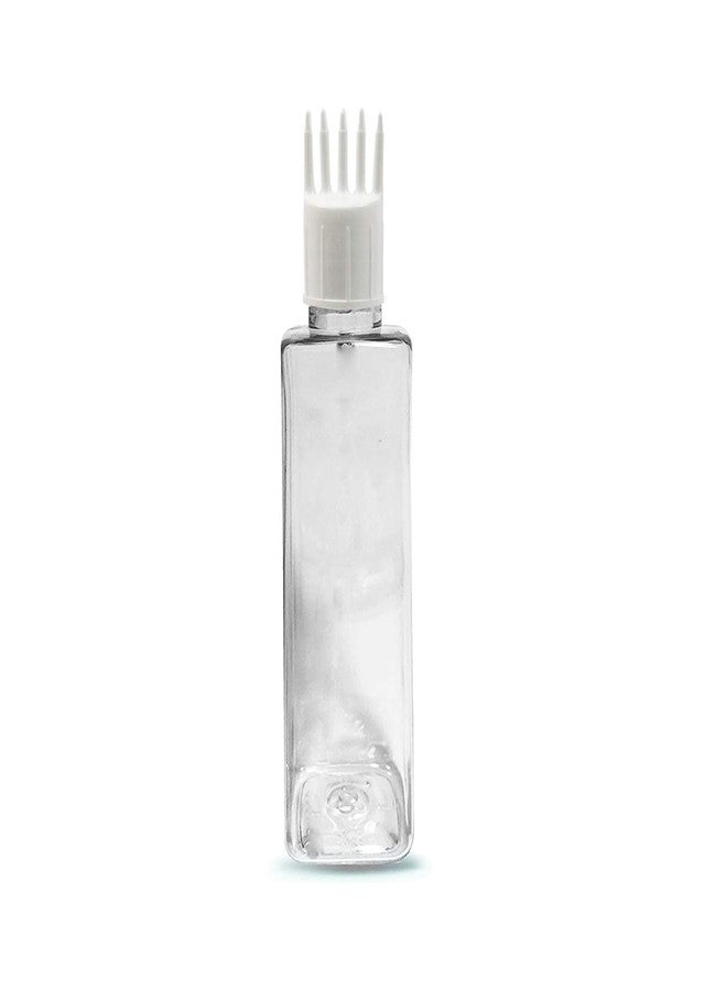 PHARCOS Hair Root Applicator (White) with Transparent Square Bottle, Flip top Cap, Plug for applying Hair Oil,Shampoos, DIY care and Medicine 100 ml (Pack of 1- Transparent) - Image 2