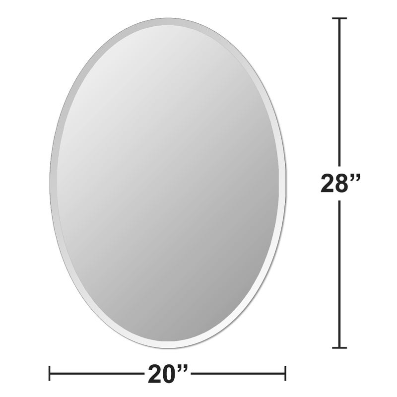 Ruomeng Bathroom Mirror for Over Sink, Oval Frameless Mirror, Beveled Polished Wall Mirror for Bathroom, Bedroom, Vanity and Entryway 20" x 28" - Image 3
