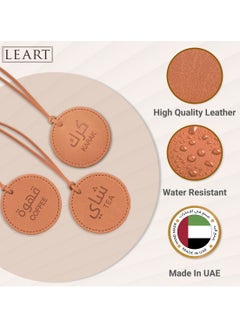 LeArt Dallah Flask Tags - Dallah Coffee Pot, Tea, Coffee and Karak Tag | Dallah Tags (Caramel - Set of 3)  - Image 3