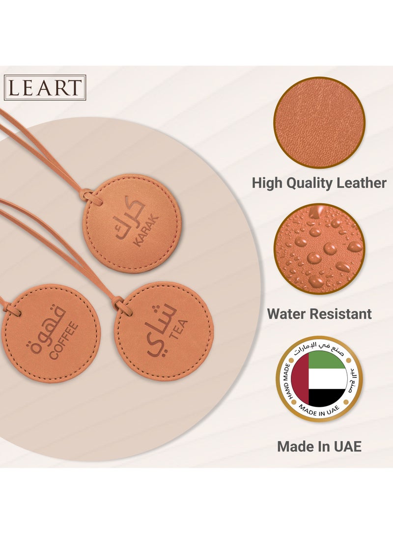 LeArt Dallah Flask Tags - Dallah Coffee Pot, Tea, Coffee and Karak Tag | Dallah Tags (Caramel - Set of 3)  - Image 3
