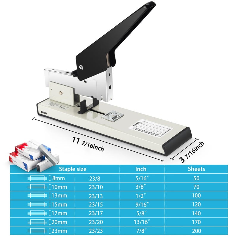 IMLIKE Heavy Duty Stapler with 2000 Staplesï¼š200 Sheets High Capacity Manual Desk Stapler,No Jam,Non-Slip,Include High Strength 23/13 & 23/23 Staples - Image 2