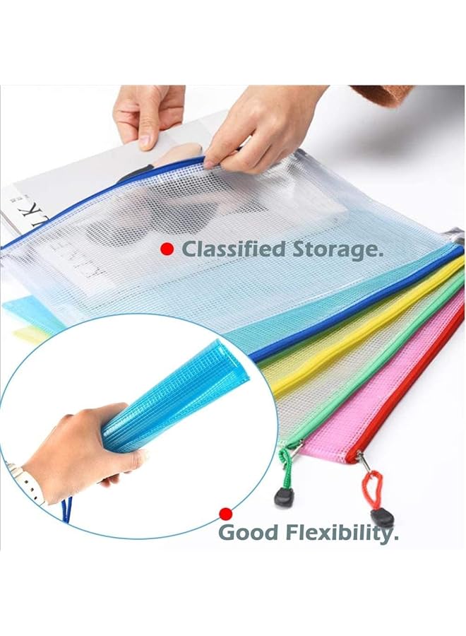 erorex 15 Pack Mesh Zipper Pouch Document Bag A3 A4 A5 Size Each Size 5Pcs 5 Color Zipper Bags For Office Home And Business Travel  - Image 5