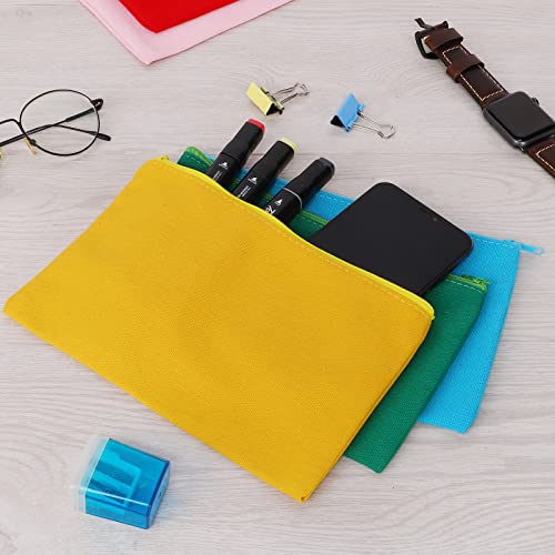 Sinzip 12 Pieces Cotton Canvas Makeup Bag Multipurpose Cosmetic Bag with Zipper Travel Toiletry Pouch Blank DIY Craft Bag Multicolored A M - Image 3