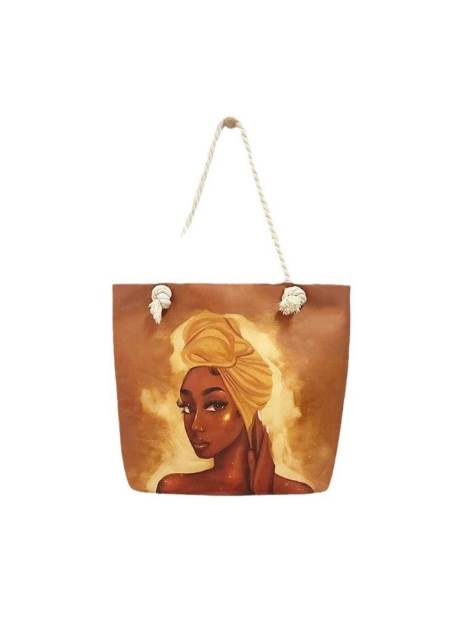 Canvas Printed Tote Bag Women's Shopping Bag Creative Large Capacity Foldable Thick Rope Beach Crossbody Bag-Color:Style Twelve-Size:45*35*12 - Image 2