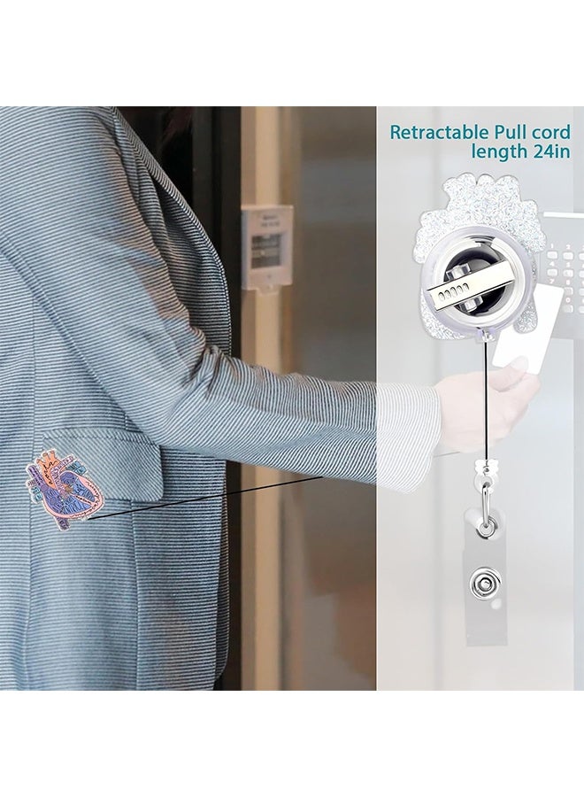 اتش واي شريط شارة الممرضة حاملة شارة قلبية قابلة للسحب مع مشبك بطاقة التعريف، حامل شارة باسم مضحك للممرضين والطلاب والمعلمين، أزرق - Image 4