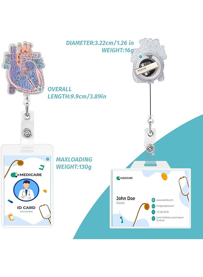 اتش واي شريط شارة الممرضة حاملة شارة قلبية قابلة للسحب مع مشبك بطاقة التعريف، حامل شارة باسم مضحك للممرضين والطلاب والمعلمين، أزرق - Image 3