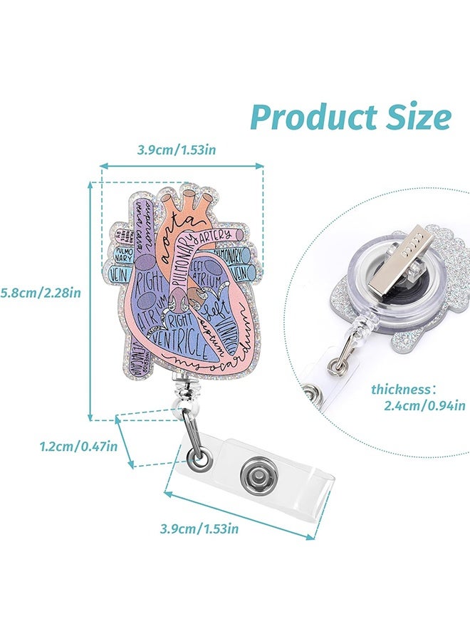 اتش واي شريط شارة الممرضة حاملة شارة قلبية قابلة للسحب مع مشبك بطاقة التعريف، حامل شارة باسم مضحك للممرضين والطلاب والمعلمين، أزرق - Image 2