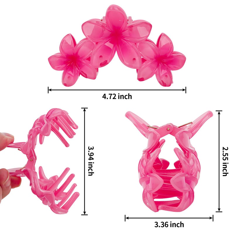 Amariver Flower Hair Claw Clips - 4PCS Glossy Hawaiian Clips for Thick and Thin Hair, Non-Slip Strong Hold Hair Accessories for Women and Girls - Image 2