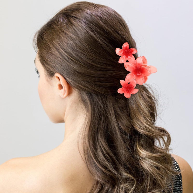 Amariver Flower Hair Claw Clips - 4PCS Glossy Hawaiian Clips for Thick and Thin Hair, Non-Slip Strong Hold Hair Accessories for Women and Girls - Image 5