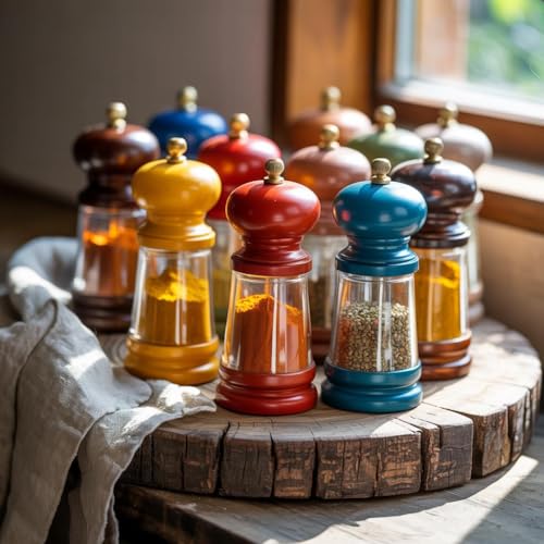 Soeos Spice Seasoning Set of 9 with Integrated Grinders, Individual Spice Grinder, Pure and Fresh Perfect for BBQ Seasoning Gift Set, Grilling Spice, Pepper Grinder,colorful - Image 3