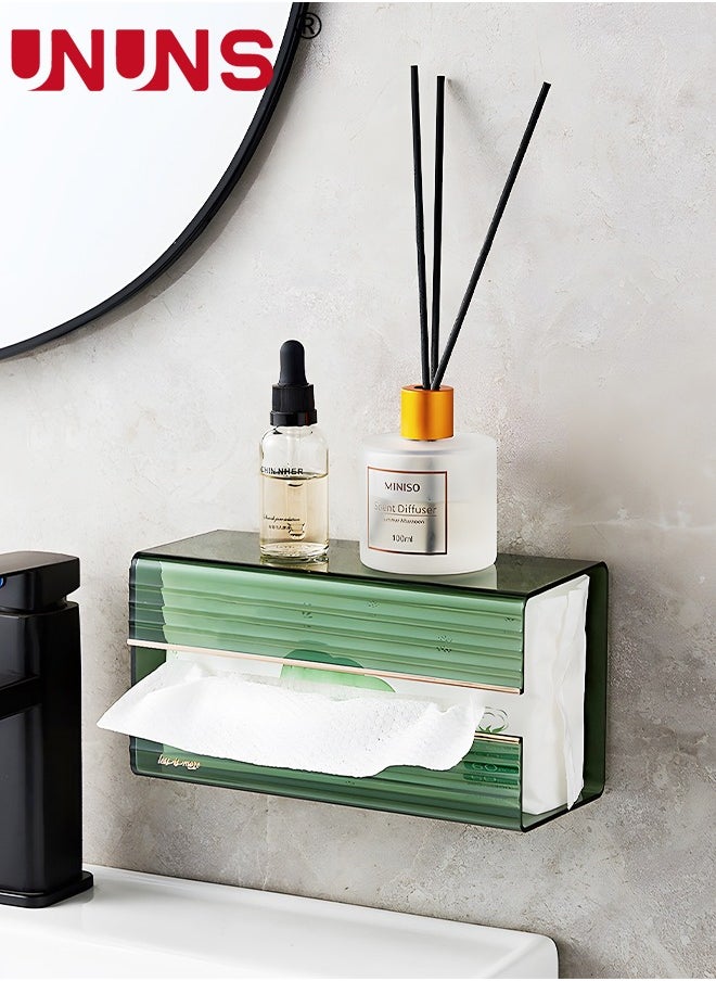 UNUNS - Toilet Paper Holder,Wall Mounted Tissue Box,Tissue Dispenser Dryer Sheet Holder,Acrylic Transparent Tissue Upside Down Box,Paper Towel Box,Hanging Tissue Box For Bedroom Kitchen Office Storage - Image 1